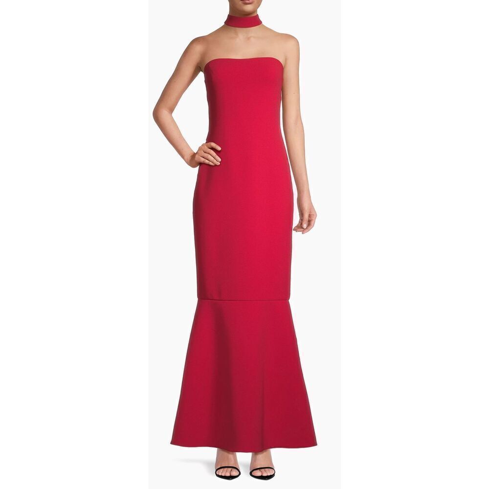 Liv Foster Mermaid Gown Size 4US Red Halterneck Sleeveless Party Dress‎ NEW